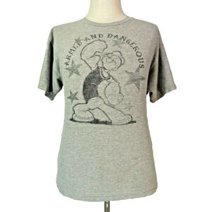 Popeye shirt mens large grey short sleeve armed and dangerous